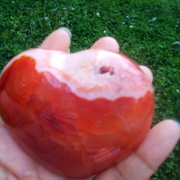 Carnelian Stone / Carnelian Heart W/Druzzy - Picture 5 of 6